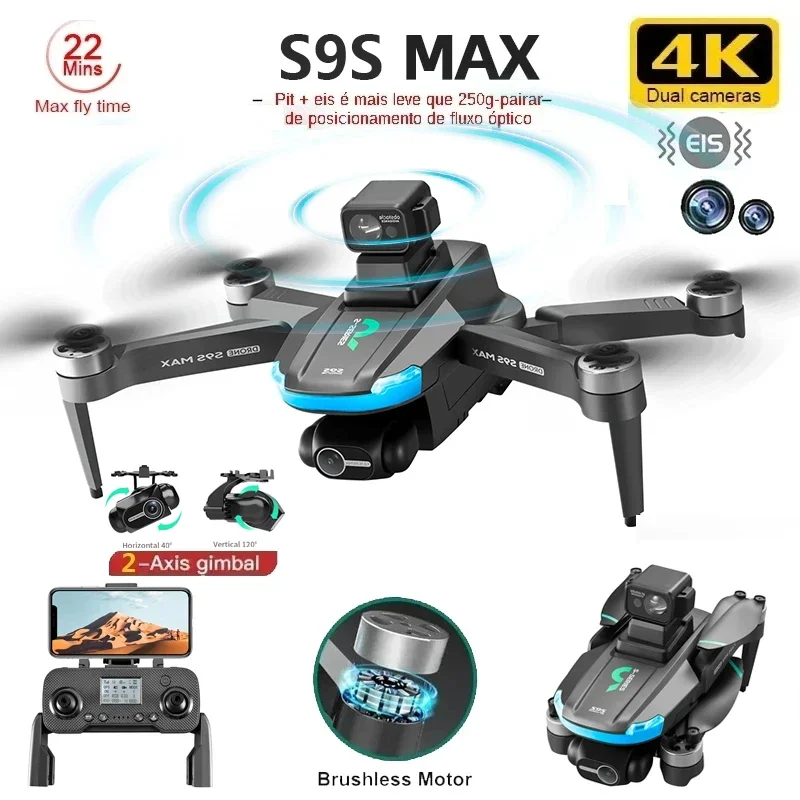 Novo s9s max mini drone 4k 2 e - Drone Camera Wide Angle avaliação e preço